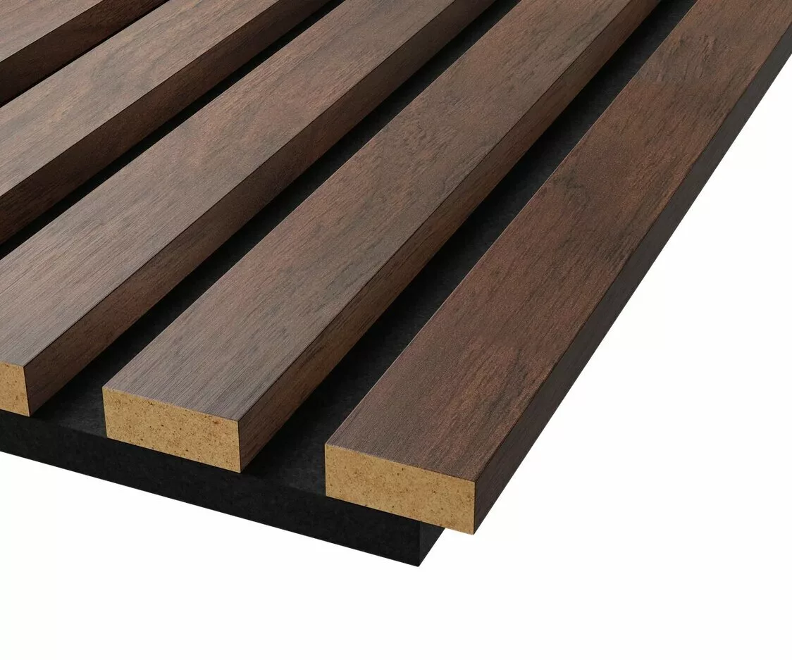 МДФ стеновая панель акустическая Cosca Decor Сканди Дуб Барон Темный черный войлок 600×600×19